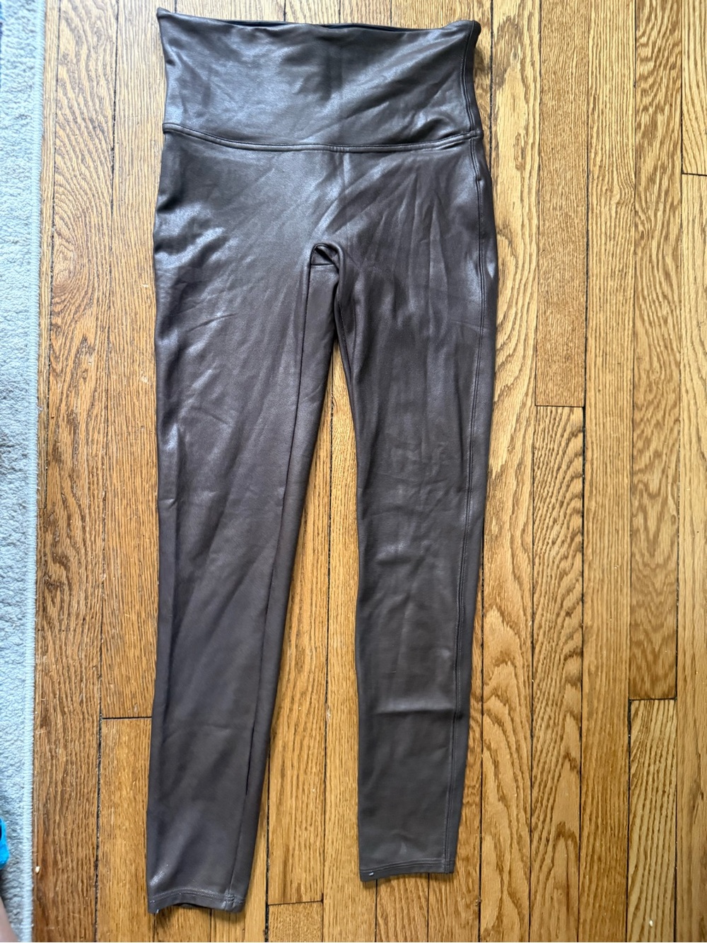 SPANX Faux Leather High-Waist Leggings - Size Large